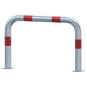 Impact protection bars | as e-charging post protection | to be fixed by plugs, | total width: 1000mm, total height: 650mm | hot-dip galvanized with red reflective strips foil type RA1/A